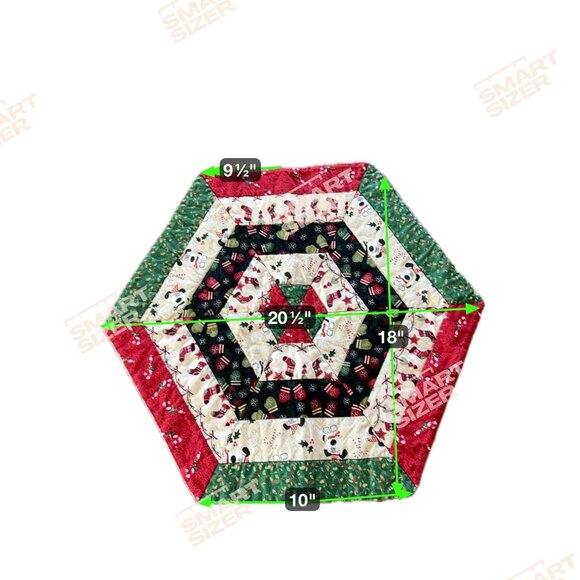 Vintage Handmade Christmas Hexagon Table Topper Cottage Country Holiday - Picture 11 of 11